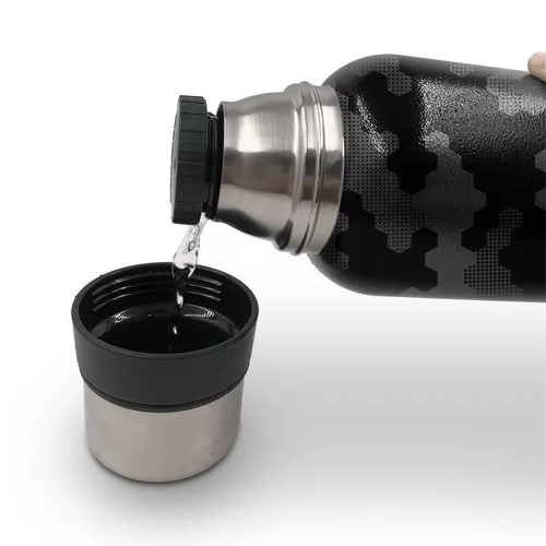 Imagen 2 de 5 de Termo Kushiro 900ml Frio Calor Acero Inoxidable Pico Cebador Color Gris