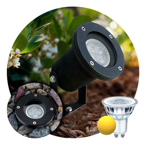 Spot Aluminio Embutir Aplicar Piso Pared Gu10 Led + Lampara