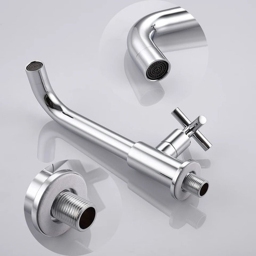 Torneira Banheiro Lavatório Parede Cromada Inox Luxo 1/4v Acabamento Brilhante Cor Prateado