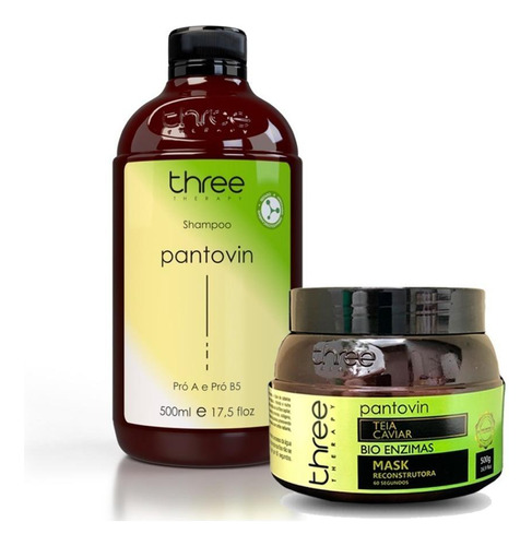 Kit Pantovin Shampoo 500 + Máscara Caviar 500g