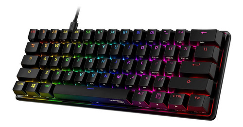 Imagen 3 de 6 de Teclado gamer HyperX Alloy Origins 60 QWERTY HyperX Lineal Aqua inglés US color negro con luz RGB