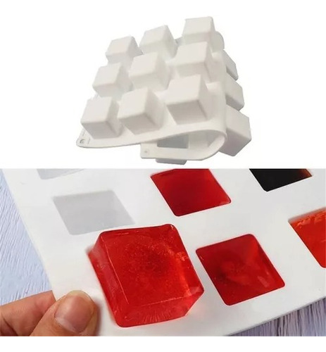 Molde Silicon Cubo Rubikk Pastel Reposteria Hielo Vela Jabon