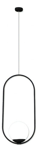 Luminária Pendente Metaldomado Alumínio Sole Oval, Preto