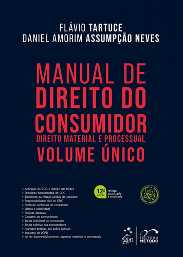 Manual De Direito Do Consumidor - Volume Único, De Flávio Tartuce. Editora Método Em Português