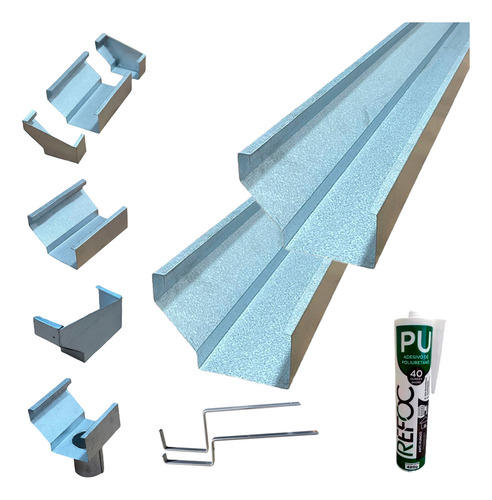 Kit Calha Completa Para Telhado Beiral 6 Metros Corte 40