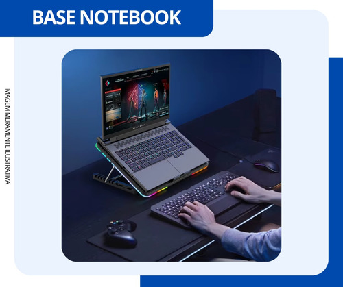 Base Gamer Notebook Jogo Suporte Cooler Mesa Laptop Led Usb