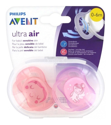 Chupetes Avent Ultra Air 0-6m Rosa X2 By Creciendo 34520