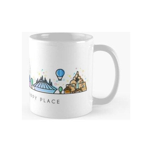 Taza Encuéntreme En Mi Lugar Feliz Vector Orlando Theme Park