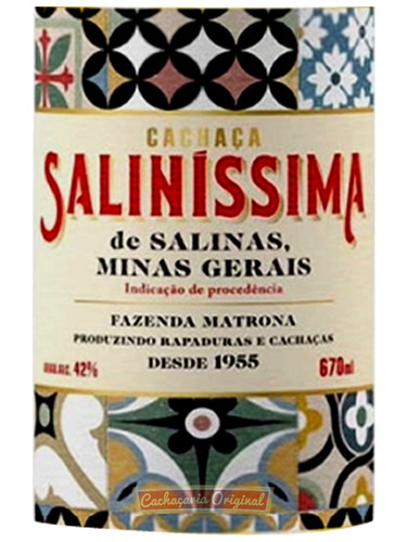 Cachaça Saliníssima 670ml Original