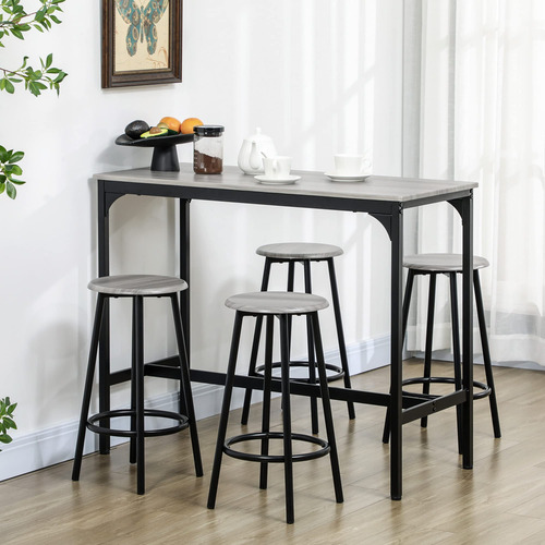 Homcom Juego De Mesa De Bar De 5 Piezas Mesa De Comedor