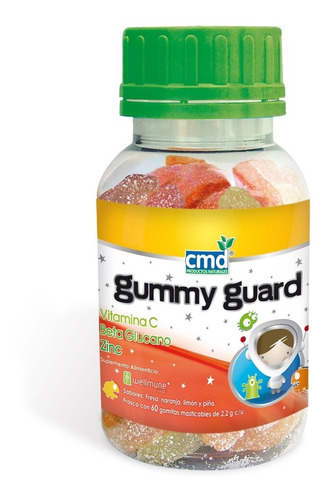 Gummy Guard ( Vitamina C,beta Glucano, Zinc) Frasco C/60 Cmd Sabor Fresa, Naranja, Limón Y Piña