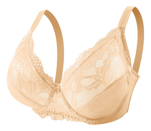 Lencería De Encaje Liso O Bras Para Mujer, Talla Grande