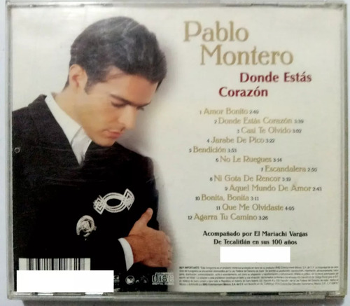 2 Cd Pablo Montero Homenaje Javier Solis+ Dónde Está Corazón (Usado)