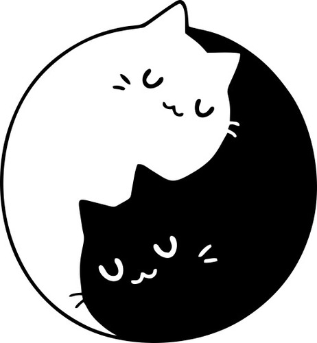 Calco Yin Yang Gatos En Vinilo Plotter