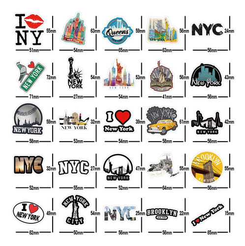 Pegatinas De Nueva York, 53 Pegatinas Estéticas Impermeables