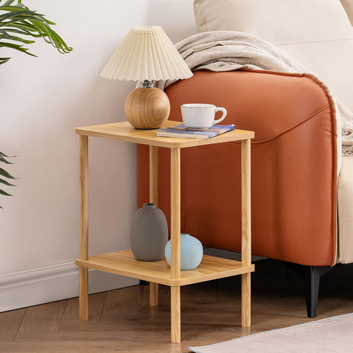 Mesa Auxiliar De 2 Niveles Con Estante - Diseño Bohemia Y Fá