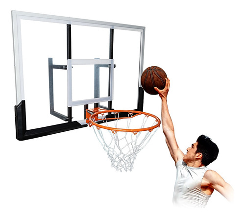 Tabela De Basquete De Acrílico Fixa Parede 120x80cm Com Aro