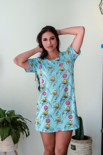 Pijama Mujer Camisón Largo Manga Corta Elásticos Talla Única