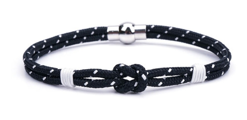 Pulsera Tela Nylon Nudo Negro C/blanco C/imán Envío Gratis 