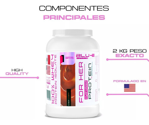 Proteína For Her Whey Hidrolizada Isolate Blu-e 2 Kg Cajeta