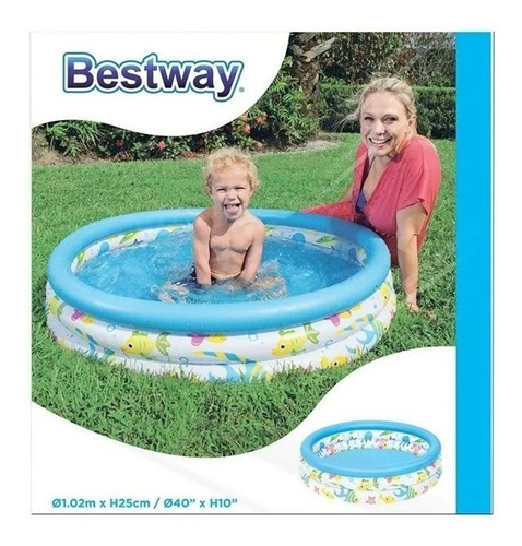 Pileta inflable redonda Bestway Coral Kids 51008 de 102cm x 25cm 101L multicolor bolsa