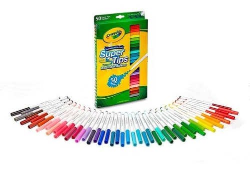 Imagen 1 de 2 de Crayola Supertips 50 Plumones Lavables Washable Niños