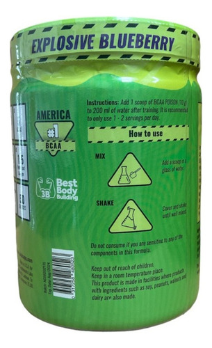 Bcaa Poison Acid / Recovery / Elasticity Con Colageno 50srv Sabor Explosive Blueberry