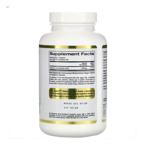 Vitamina C 1000mg 240 Capulas Import Cod. 255