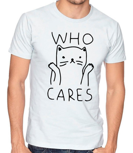 Playera Gato Who Cares Momo Meme Camiseta Hombre Niño #703