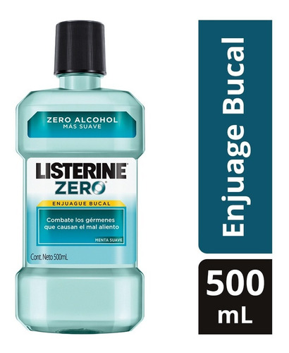 Enjuague Bucal Zero Alcohol 500ml Sabor Suave Listerine