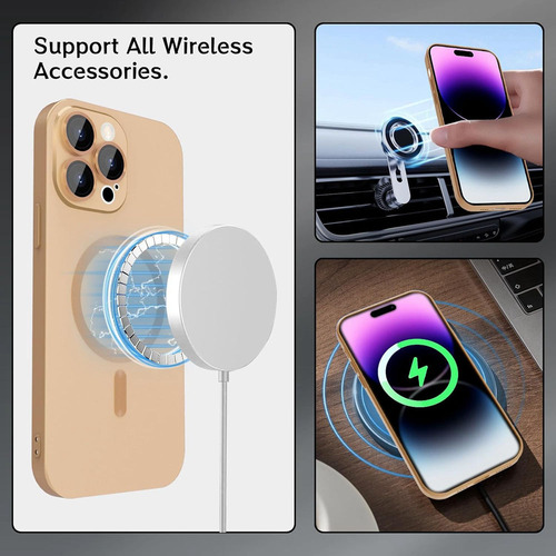 Funda De Teléfono Magsafe Wireless Charge Glass Camera Protect, Color Sólido, A Prueba De Golpes, Para iPhone 16/promax 15, 14, 13, 12, 11 Series