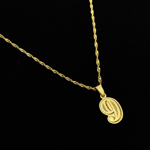 Cadena Y Dije Números Oro 18k 9 - Nueve 45 Cm