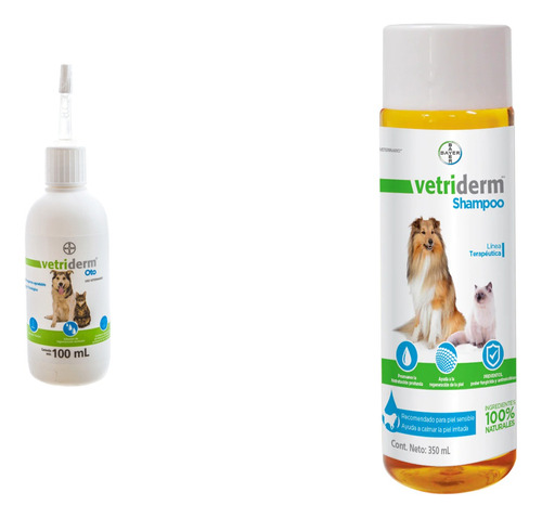 Vetriderm Limpiador Auricular Oto + Shampoo Terapéutico