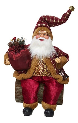 M Adorno De Muñeco De Papá Noel Sentado Rojo Grande