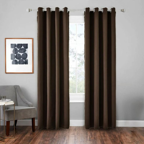 Cortina Con Aros En 2 Paños- 3mts Ancho X 2.30 Alto. - Choco