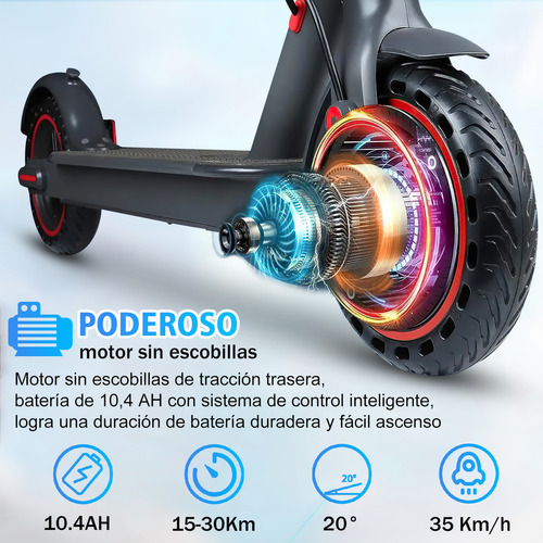Scooter Eléctrico Plegable Loefme BB650 Negro 600W 36V – Hasta 35 km/h, LED y Bluetooth