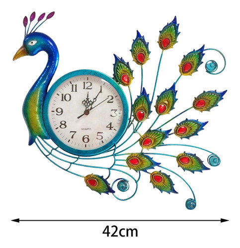 Reloj De Pared De Metal Con Forma De Pavo Real Con Forma De