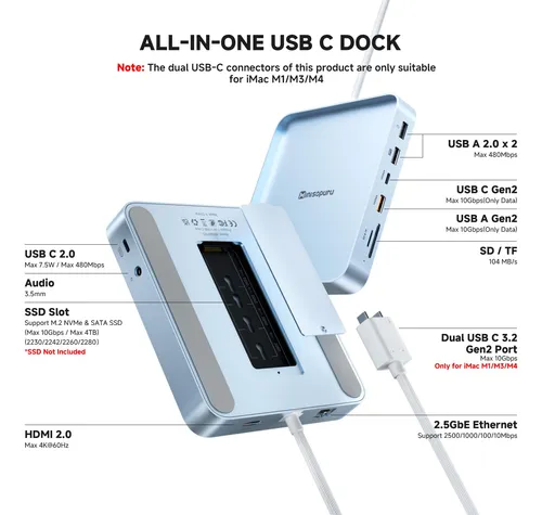 Minisopuru Iexpandmate Ds802pro Concentrador Usb-c Con Hdm