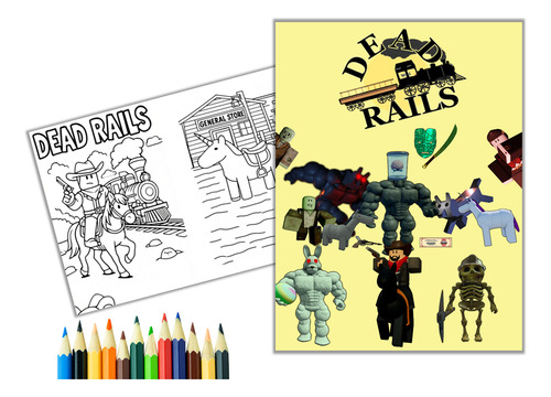 Pack Libro Para Colorear Dead Rails + Lapices O Acuarela