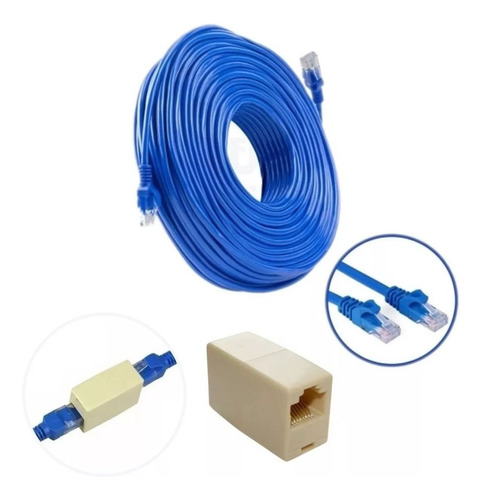Extensão Fio Internet Adaptador Emenda + Cabo Rede 20 Metros