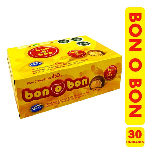 Bombón Bon O Bon Chocolate Leche 30 Un. X 15 Grs