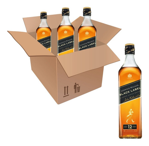 Kit Whisky Johnnie Walker Black Label 750ml 3 Unds