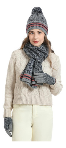 Conjunto De Gorro De Invierno Con Bufanda Cálida Y Guantes P