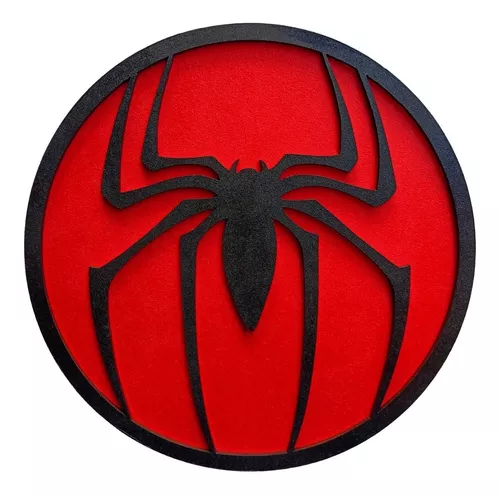 Spiderman Logo Circular Cuadro Madera Mdf Pintado Avengers