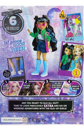 Muñeca Glo Up Girls Alex. Cambio De Color De Uñas Y Labios.