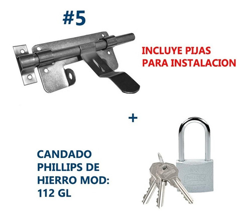 Pasador Mauser Chico #5 Y Candado Phillips Mod 112 Gl