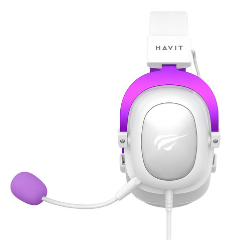 Fone Gamer Headset Havit H2002d Branco E Roxo Com Microfone