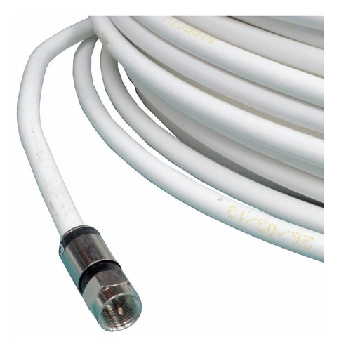 Imagen 2 de 3 de 20mts Cable Coaxil Rg6 Armado C/ Conector Compresion Enbolsa