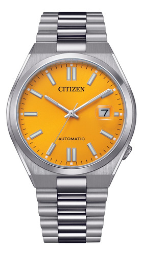 Relógio Citizen Tsuyosa Automático Amarelo Nj0150-81z Cor Da Correia Prata