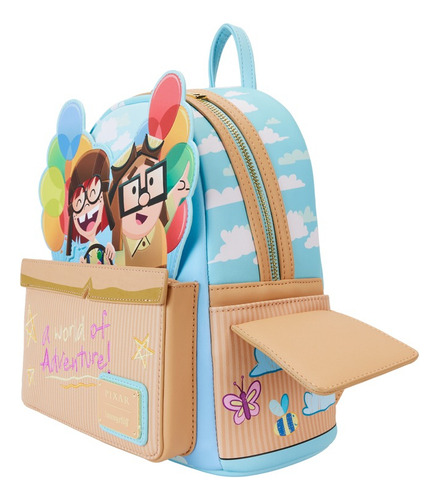 Mini mochila Loungefly Disney Up 15th Spirit Of Adventure, cor marrom claro, design de tecido liso